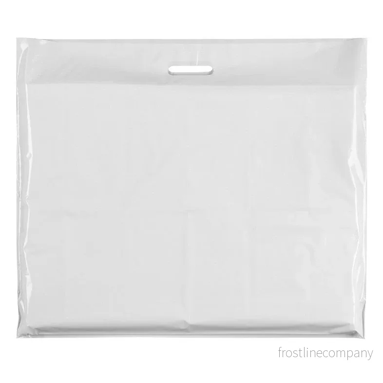 Plastpåse, extra stor, vit, förpackning med 100 st., 60 mikron, B 70 x D/BF 15 x H 60 cm, förstärkta handtag