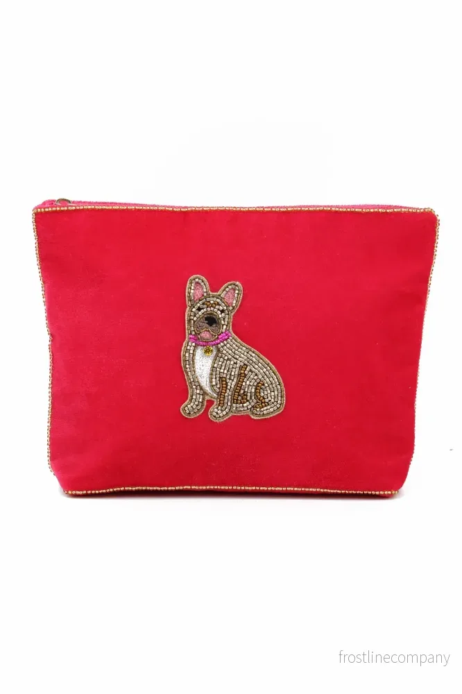 Broderad medium sminkväska/necessär Fransk Bulldog Broderad medium sminkväska/necessär Fransk Bulldog