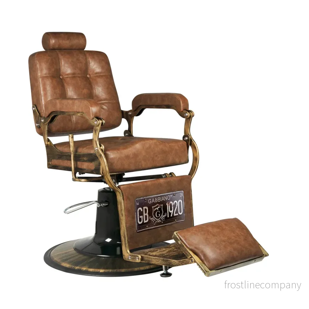 Barberstol Gabbiano Boss Vintageläder - Ljusbrun