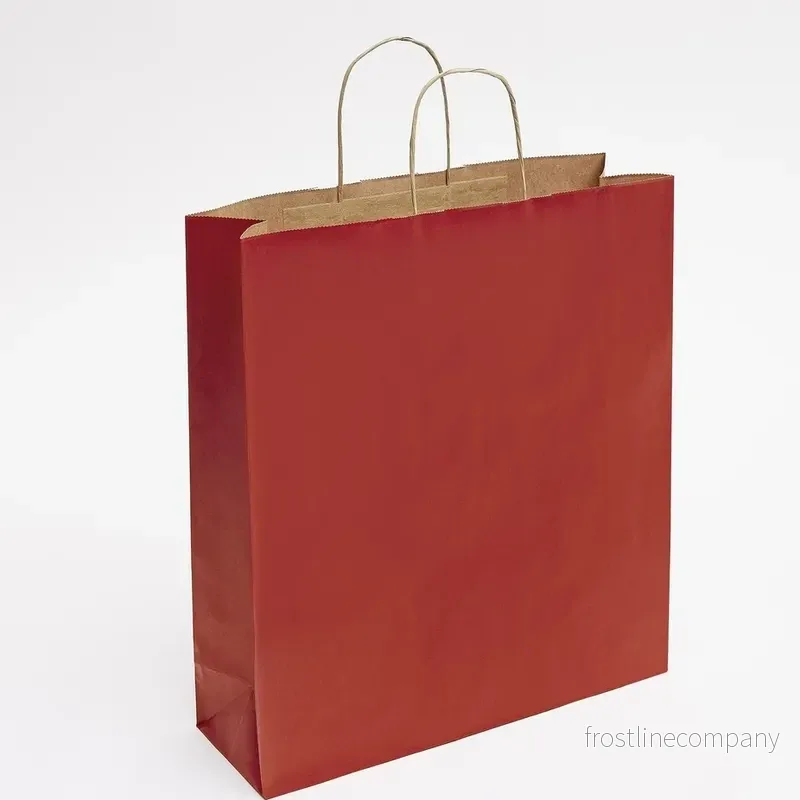 Papperspåse med tvinnat handtag, röd, förpackning om 50 st., B 36 x SF 14 x H 41 cm