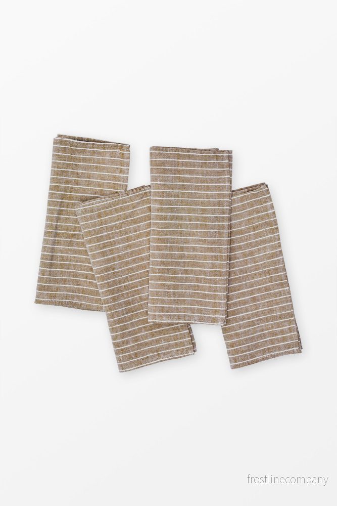 Linen napkin Pinstripe Brown – Set of 4