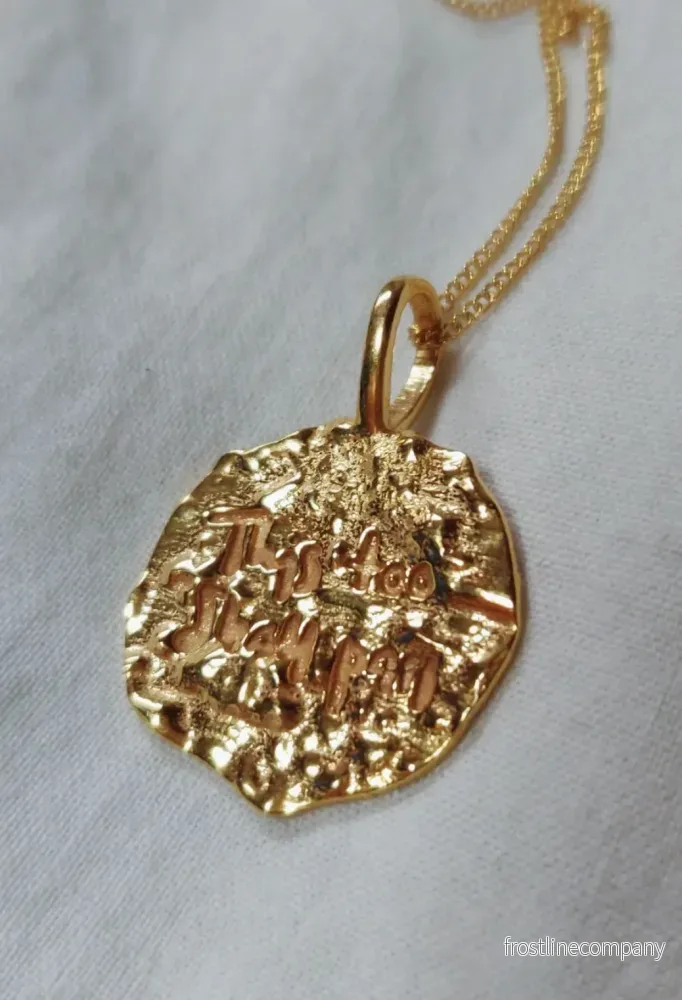 Halsband coin ”This too shall pass” – guld