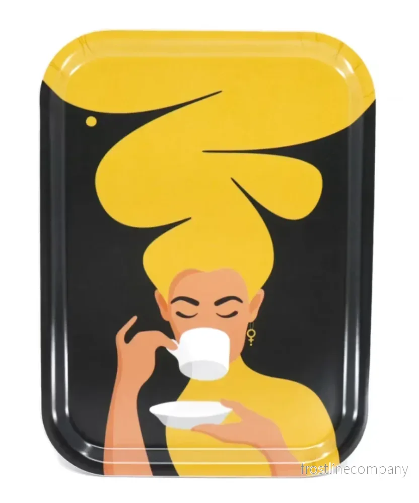 Bricka liten Kaffekvinnan gul Bricka liten Kaffekvinnan gul