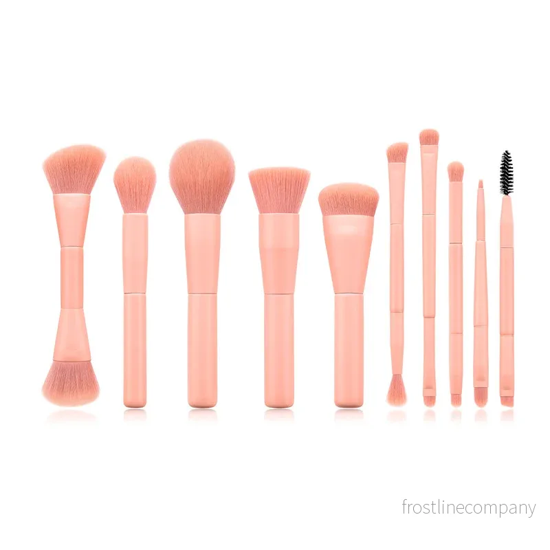 10-pack Sminkborstar Set med Trähandtag | Mjuka Nylonstrån 10-pack Sminkborstar Set med Trähandtag | Mjuka Nylonstrån