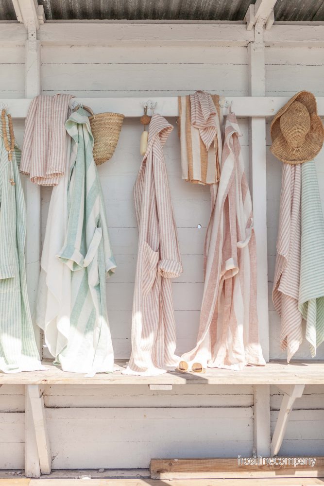 Linen Bathrobe Cabana Stripe Pink - Bild 3