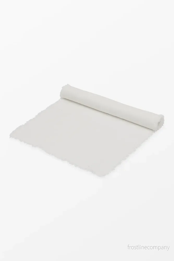 Fringed Linen Table runner White