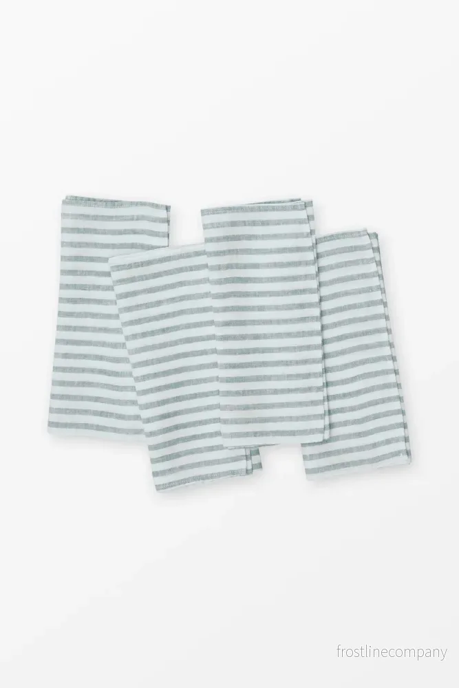 Linen napkin Breton stripe Blue – Set of 4