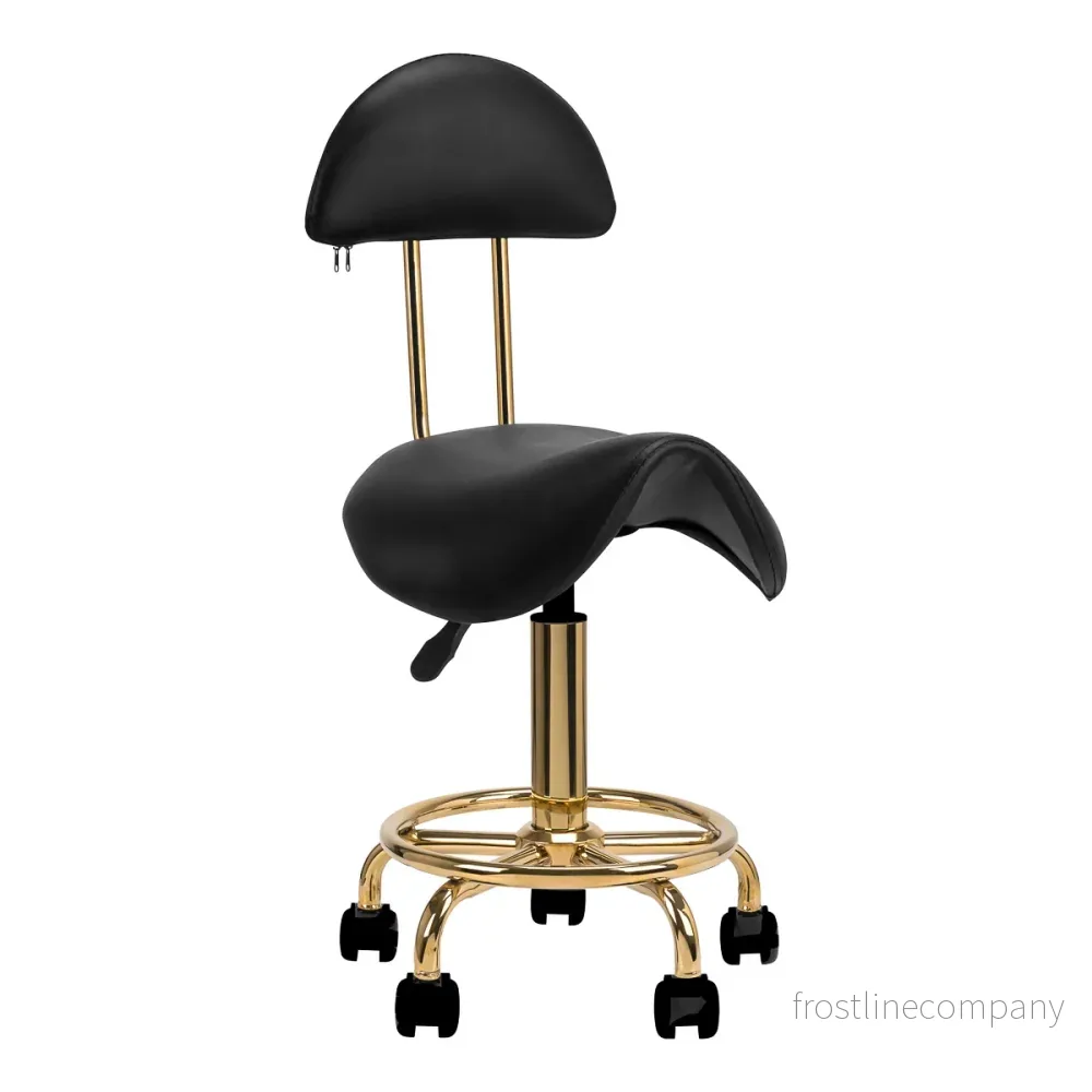 Sadelstol med Hjul och Ryggstöd 6001-G Guld-Svart Sadelstol med Hjul och Ryggstöd 6001-G Guld-Svart