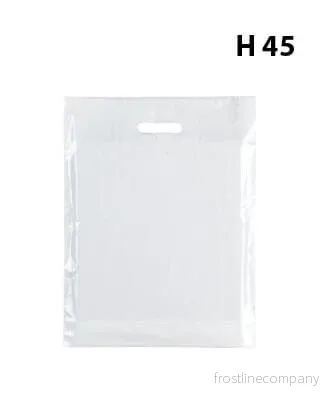 Plastpåse, mellan, vit, fp. med 100 st., 45 mikron, B 39 × D/BF 10 × H 45 cm, förstärkta handtag
