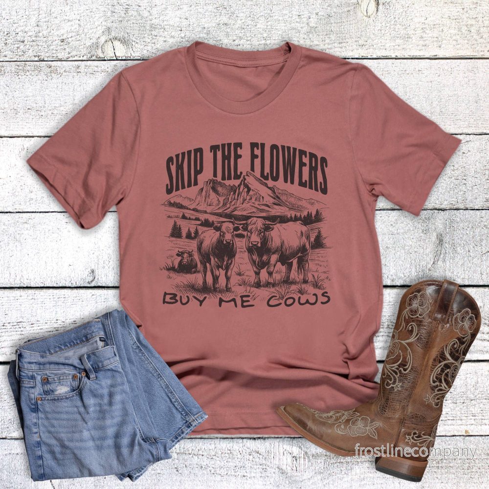 T-shirt Dusty Pink Skip Flowers Buy Cows