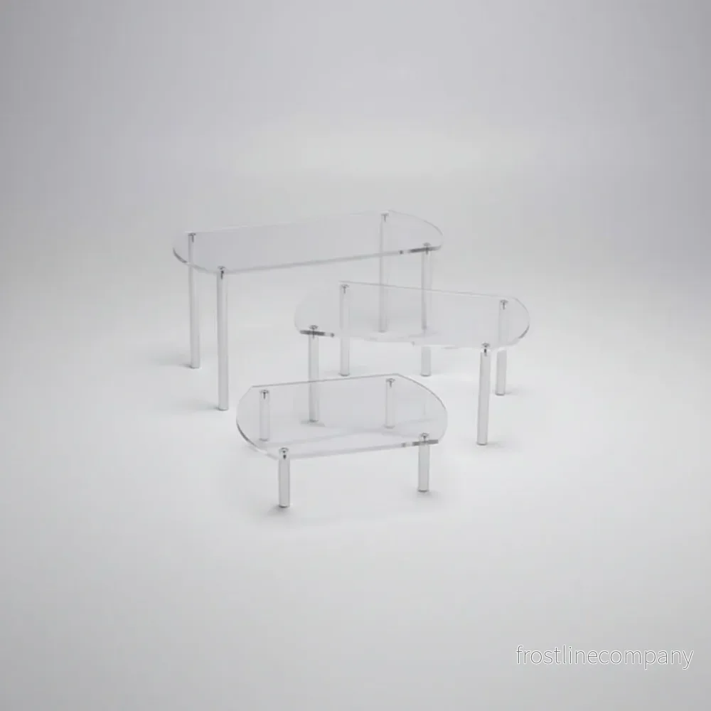 Akryldisplay små podium/pallar - 1 set om 3 st.