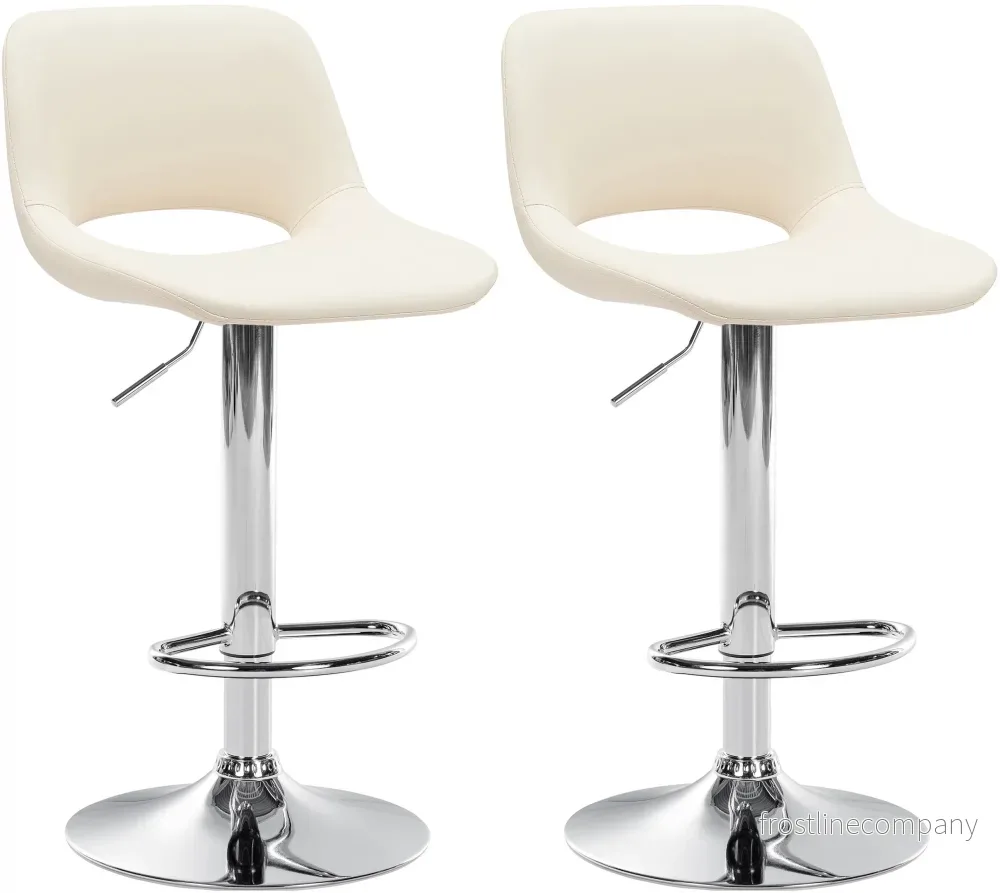 Set med 2 Barstolar med ryggstöd Konstläder Justerbar Vridbar 106 Krämfärgad Set med 2 Barstolar med ryggstöd Konstläder Justerbar Vridbar 106 Krämfärgad