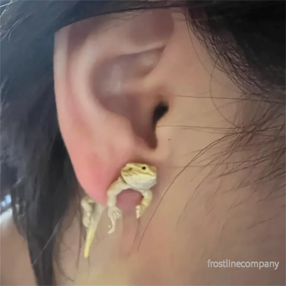 Roliga Ödla-Örhängen – 3D Lizard Studs – Realistisk Design Roliga Ödla-Örhängen – 3D Lizard Studs – Realistisk Design