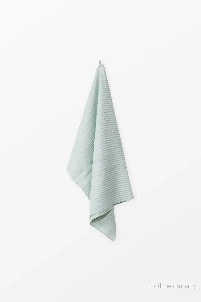 Linen Bath Towel Candy Stripe Turquoise