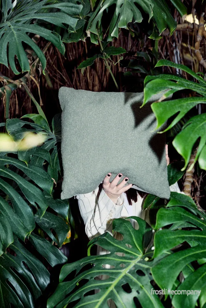 Cushion 16 / Outdoor+Indoor / Bouclé / Olive / 50×50 cm Cushion 16 / Outdoor+Indoor / Bouclé / Olive / 50×50 cm